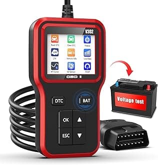 OBD2 Scanner with Upgrade Battery Tester - Diagnostic Tool for Cars That Check Engine Light & Emissions Readiness Read and Clears Vehicle Error Codes for All OBD II Protocol Vehicles Since 1996