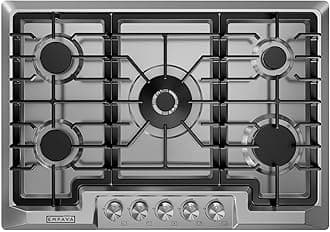 Empava 30 Inch Built-in Gas Cooktop with 5 Sealed SABAF Burners, Stainless Steel Surface, LPG/NG Convertible, Flame Failure Protection, Dishwasher Safe Grates