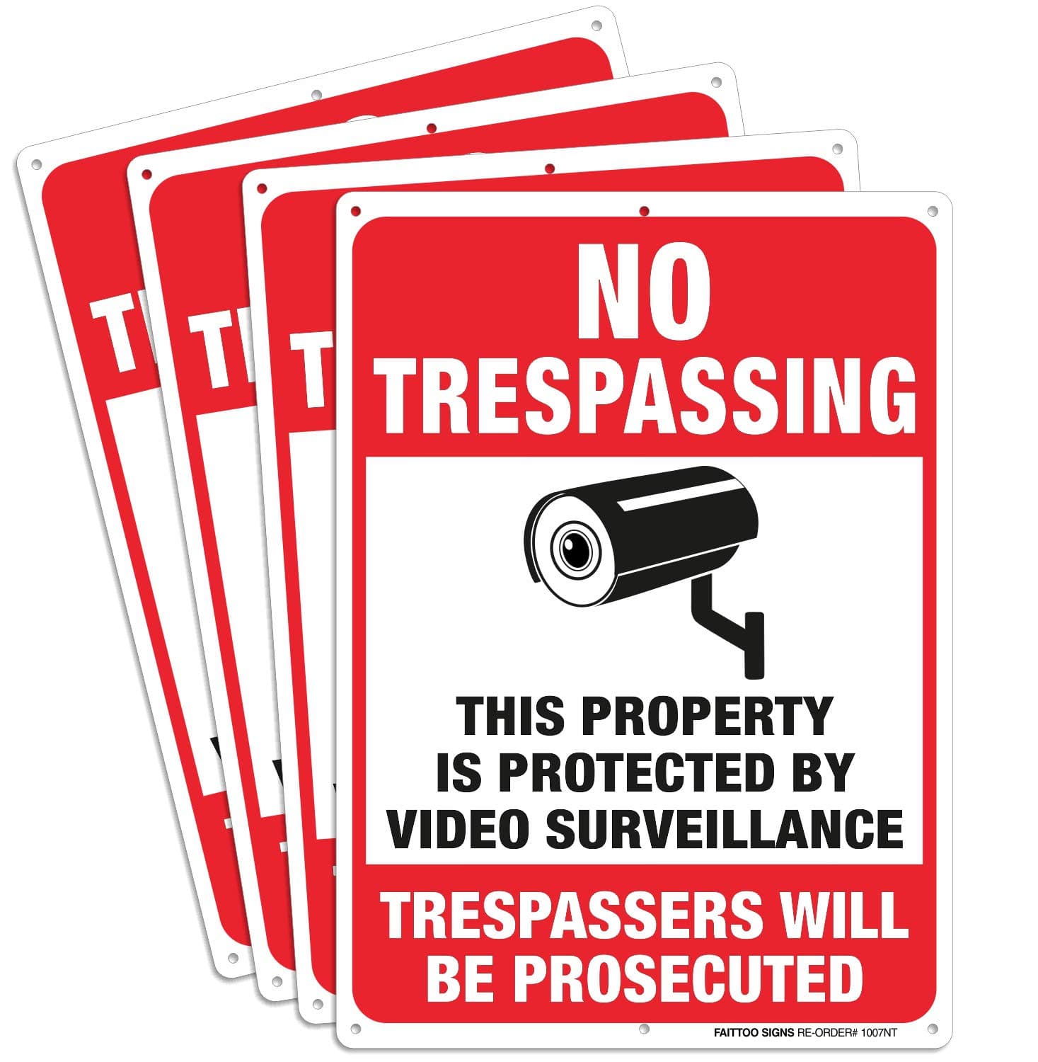 4-Pack 10" x 7" no trespassing signs
