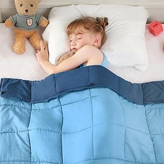 yescool Blue Weighted Blanket 7 Pounds Cooling Weighted Lap Blanket, Heavy Blankets for Sleeping, Weighted Throw Blanket Gifts for 60-80lbs, 40"x60"