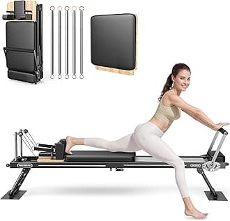 Pilates Reformer, 89'' Foldable Pilates Machine & Equipment for Home Use and Gym Workout, with Springs and Jumpboard, Pilates Equipment for Advanced and Beginners Users, Up to 300 lbs