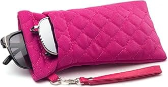 Double Glasses Case Soft Eyeglass Case For Women Men Squeeze Top Sunglasses Case With Cleaning Cloth