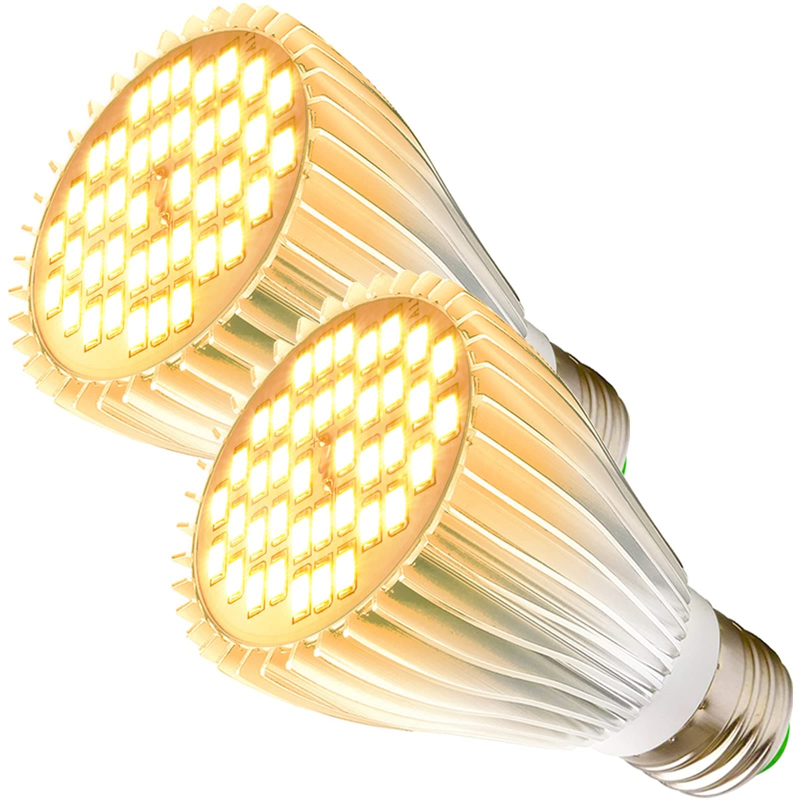 MILYN 2 Pack LED Grow Light Bulb, 30W Full Spectrum Plant Light Bulb Warm LED Grow Lights for Indoor Plants Vegetables, Flowers, Houseplants and Seedlings, E26 Lamp for Greenhouse, Garden, Hydroponic