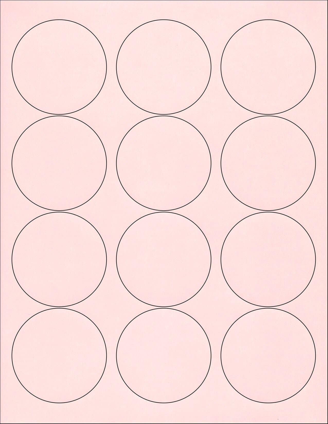 (6 Sheets) 72 2-1/2 INCH Round Circle Pale Pink Stickers for Laser & Inkjet Printers - Standard Size 8-1/2"X11" Sheets