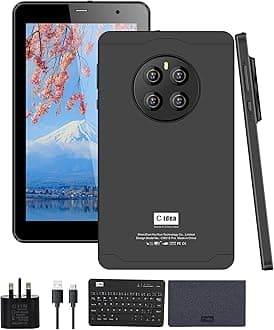 C idea 7" Smart Tablet CM518 Pro, Android 13 Kids Computer Tab with Wiresless Keyboard and Protective Cover, Single SIM 5G LTE Wifi, Zoom & Tiktok Supported (Black)
