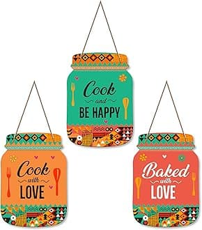 Artvibes Cook with Love Wall Hanger for Home Decor | Gifts | Wall Art for Living Room Wall | Decoration Wooden Hanging Items | Kitchen Wood Design | Quotes Decor Items | Decorative Artworks (WH_8913N)