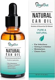 Natural Mullein Ear Wax Removal Oil & Cleaner with Garlic | Pain & Earache Drops | Earwax Softener, Moisturizer & Allergy Soothing | Tinnitus, Itching, Ringing, Infections & Clogged Ears