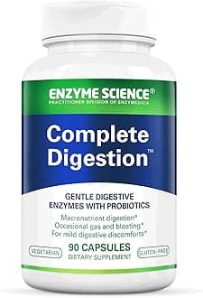 Enzyme Science - Complete Digestion, Full Support for Digestive Health and Help Reducing Gas, Bloating, Indigestion, and Irregularity with 125 Billion CFU Probiotics, Vegetarian, 90 Capsules