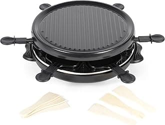 EK4511G Electric Round Non-Stick Raclette Grill - Indoor Tabletop 6 Person Raclette, Non-Stick Grill Pans, Includes Spatulas, Approx. Plate Size 29 cm, 800 W, Party Food Machine, Buffet