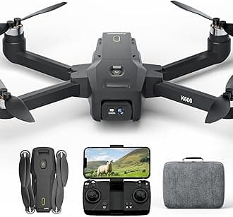 K600 Drone with 2 Camera 1080P for Adults,90°Adjust Lens Upgrade Brushless Drones with Auto Hold,APP VR FPV Professional Drone with Gesture Control Speed Adjustment,Carrying Case,Under <249g
