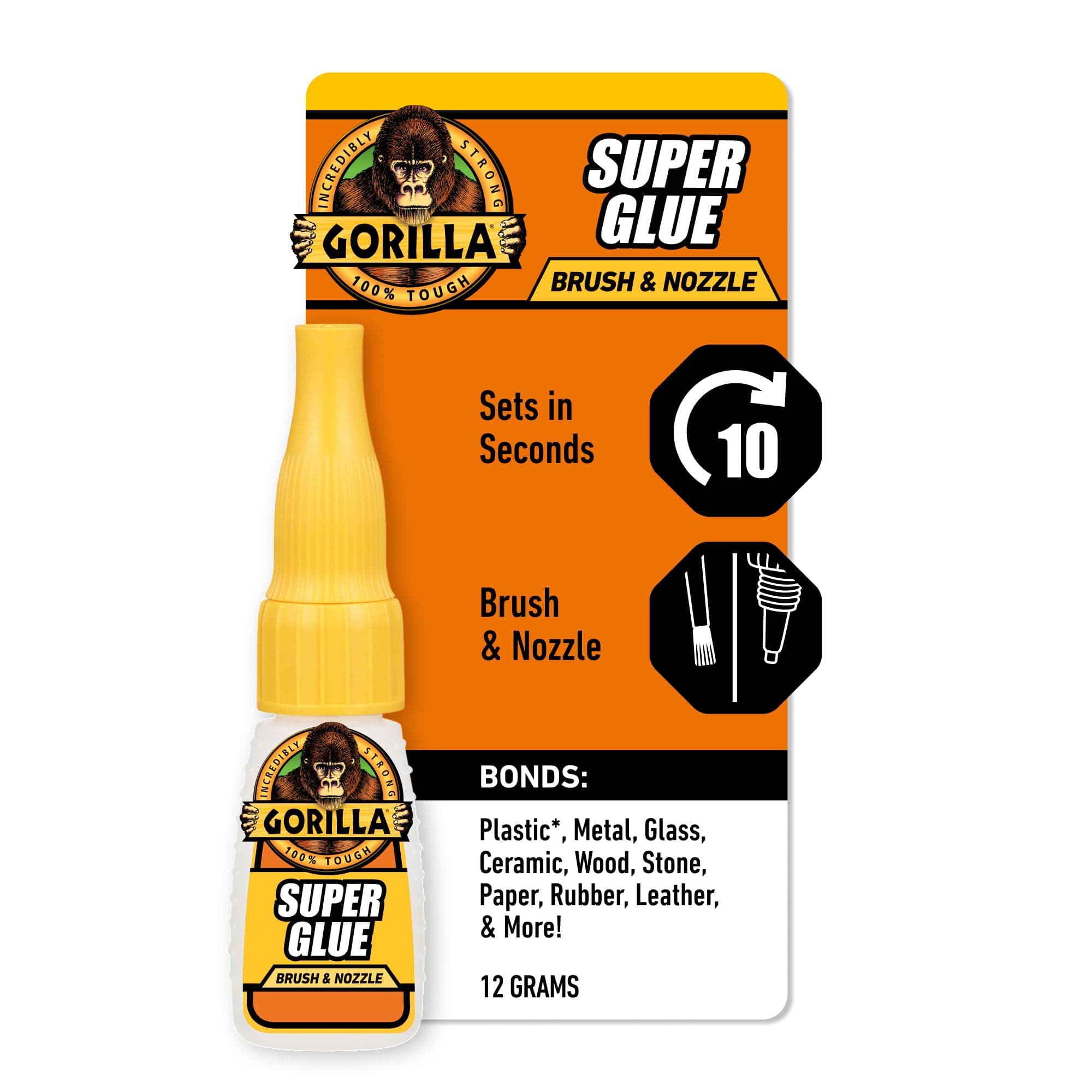 Super Glue with Brush & Nozzle Applicator, Clear Glue, 12 Gram (Pack of 1) - All Purpose and Fast Setting for Projects and Repairs