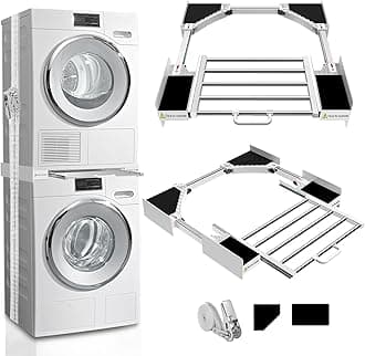 Kiss Core Washer Dryer Stacking Kit 29 inch, Universal Washer and Dryer Stacking Kit with Pull Out Drying Rack, Adjustable 29"/28"/27"/26"/25"/24" Stacking Kit with Ratchet Strap