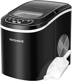 VIVOHOME Electric Portable Compact Countertop Automatic Ice Cube Maker Machine with Hand Scoop and Self Cleaning Function 26lbs/Day Black
