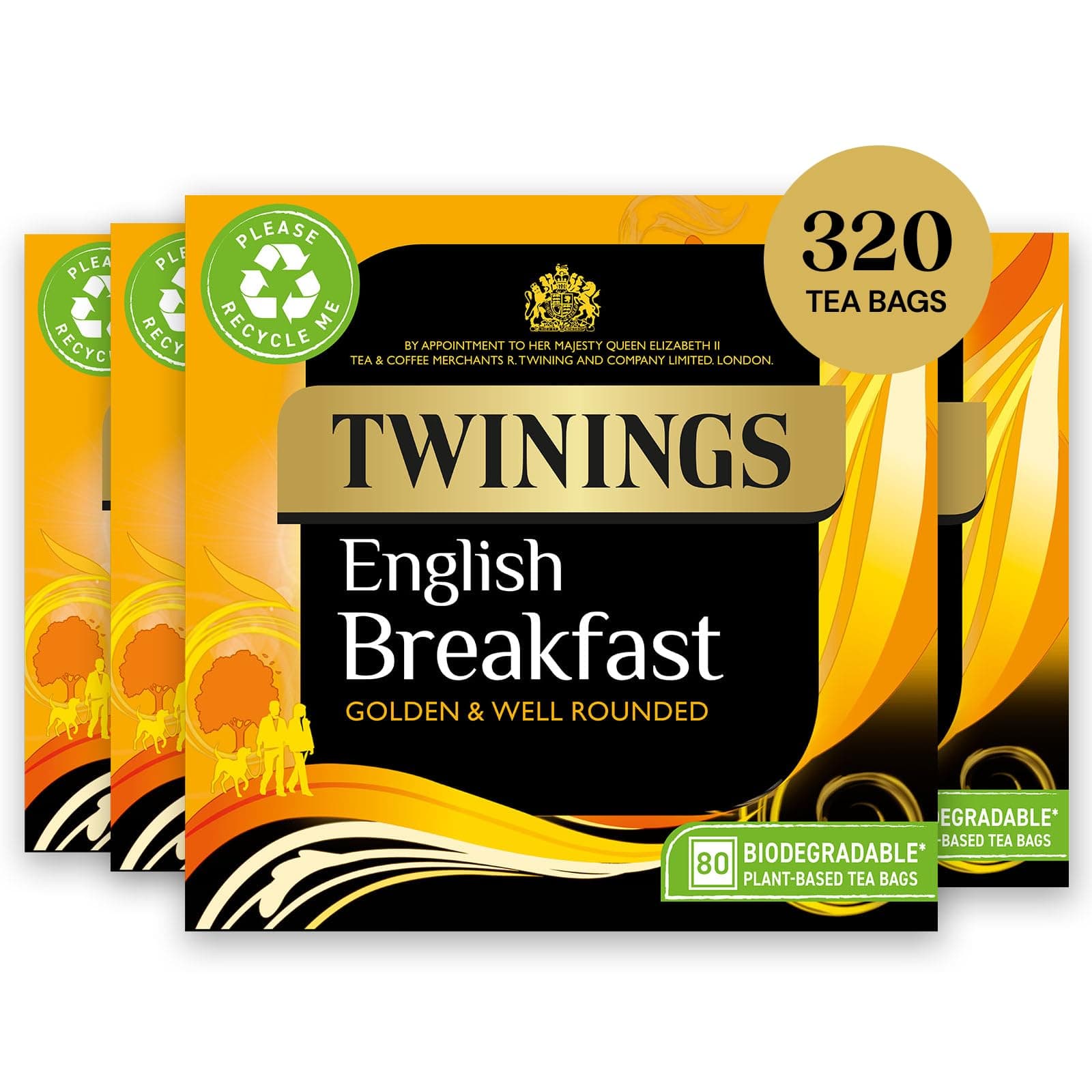 English Breakfast Tea, 4 x 80 Biodegradable Plant-Based Tea Bags
