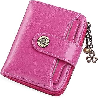 SENDEFN Women's Small Leather Wallet with Coin Compartment Small Zip Wallet Card Holder with RFID Blocker, Ci-Rose Red, S, Modern