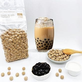 US Boba Co Unsweetened Tapioca Pearl, Easy to Cook, Tapioca Boba Balls for Tea Milk, Coffee & Dessert Topping, Fresh Made in USA, Brown Sugar Flavor, 1 Pound (Pack of 2)