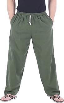 Mens Elastic Waist Casual Lounge Pajama Jogger Yoga Pants Cotton Green