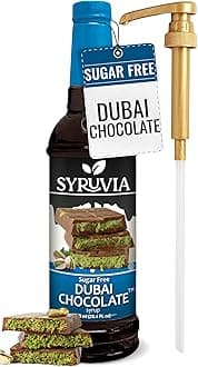 Sugar Free Coffee Syrup, Dubai Chocolate Flavored Syrup for Drinks, Lattes, and Desserts – 25.4 fl oz, With Pump