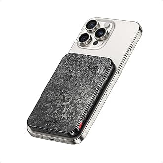 CarbonMag Magsafe Power Bank Slim Magnetic Portable Charger 5000mAh, Lightweight Carbon Fiber 20W PD Fast Charging, Battery Pack for iPhone 17 Pro Max/16/15/14 Series Black