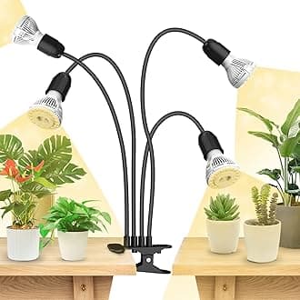 SANSI LED Grow Lights for Indoor Plants, 600W Full Spectrum Gooseneck Clamp Grow Lamp, 40W Power Plant Light with High PPFD for Seeding, Lifetime Free Bulb Replacement Plant Lights for Indoor, 4 Head