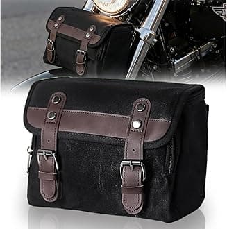 Motorcycle Tool Bag Vintage Saddle Bag Motorcycle Fork Bag Canvas Sissy Bar Bags Handbar Bag for Bike Large Capacity Waterproof Storage Bag for Powersports Cameral Bag for Men&Women