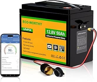 12V 50Ah LiFePO4 Lithium Battery with XT60 Interface, Bluetooth 5.0, Low Temp Protection, Connects to Power Inverter for Camping, Road Trips,Trolling Motors