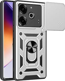 Compatible with Tecno Pova 6 5G Case Cover,with Slide Camera Lens Cover Compatible with Tecno Pova 6 Pro 5G LI9 Case Silver