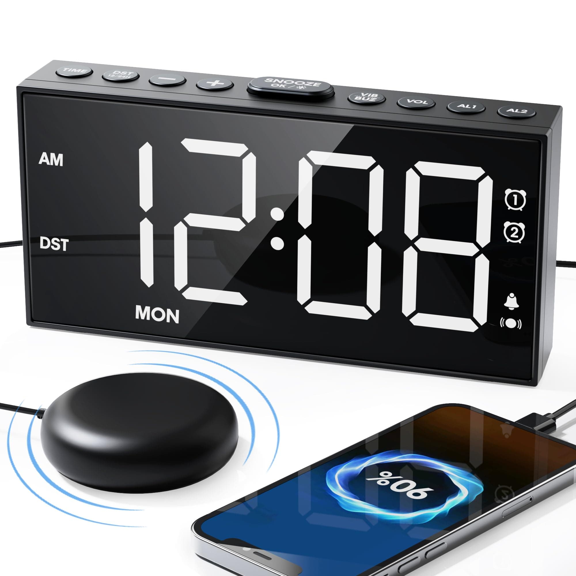 Vibrating Alarm Clock with Week