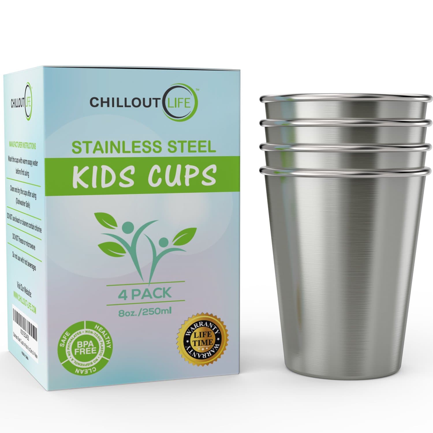 Stainless Steel Cups for Kids and Toddlers 8 oz
