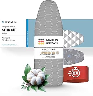 Ironing Board Covers Large 145x54 padded - Made in Germany Iron Board Cover for Steam Iron - Easy Fit with Elastic Drawstring, Heat Reflective Aluminum Coating & Vapour Permeable (XXL)