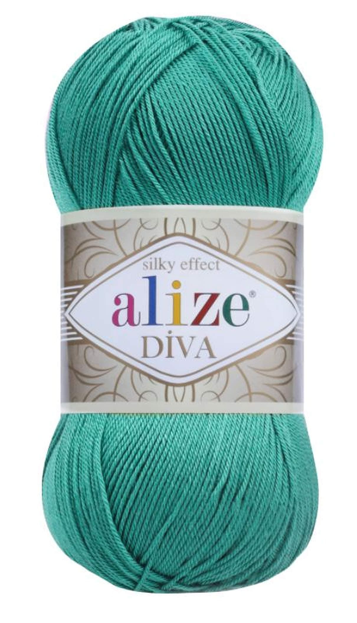 Diva Silk Effect 100% Microfiber Acrylic Sport Yarn 1 Ball skeins 100gr 383yds Color (610 - Jade)