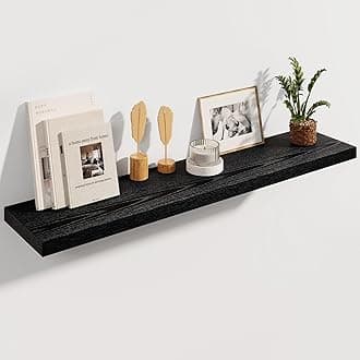 48 Inch Floating Shelf - Long Wooden Floating Shelves for Wall - 8 Inch Deep Floating Shelves - Floating Shelves 48"x8" - Display Shelves for Kitchen - Living Room - Bedroom - Black - Set of 1