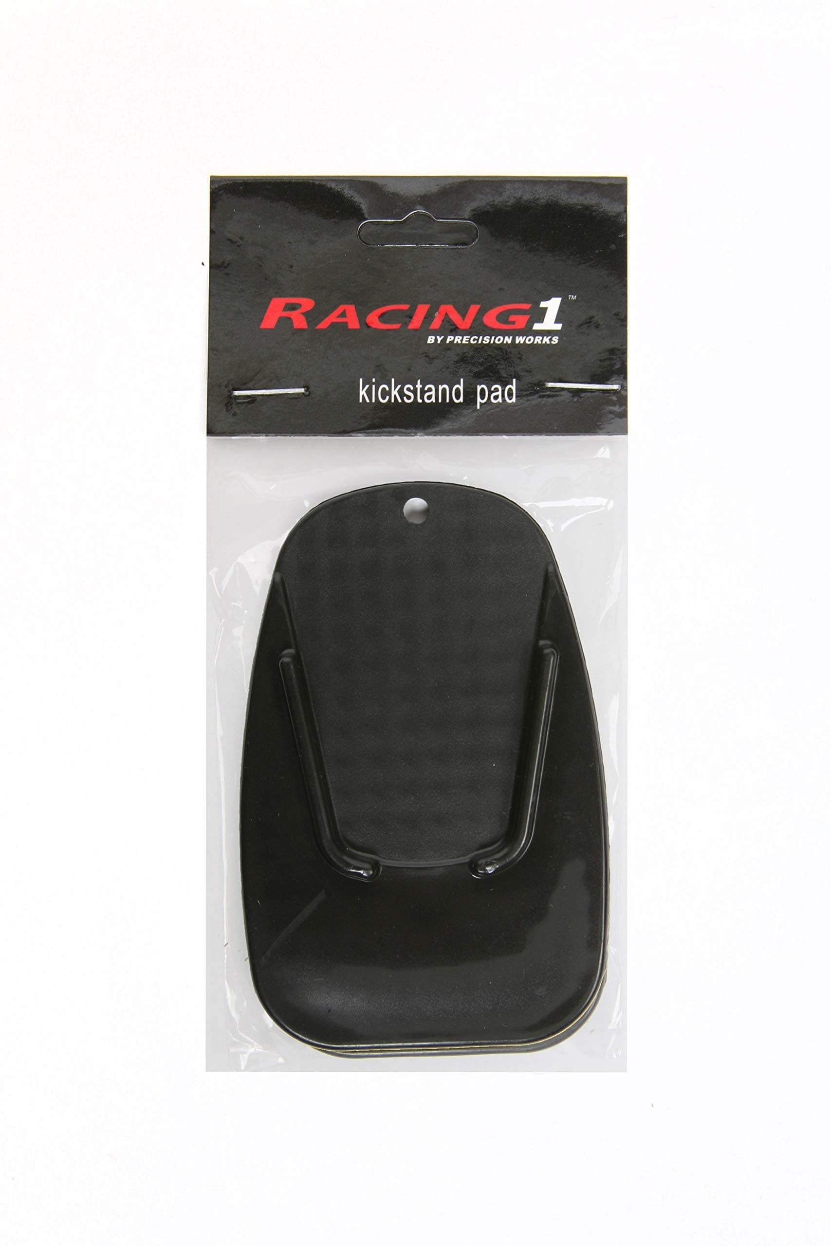 Racing 1 Motorcycle Kickstand Pad - Provides Support for Soft Ground Outdoor Parking - Black