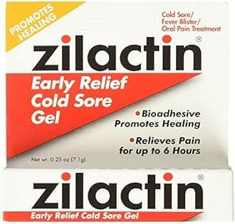 Zilactin Cold Sore Gel, Medicated Gel 0.25 oz (Pack of 3)