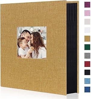 Artmag Fabric Photo Album 4x6 400 Large Capacity for Family Wedding Anniversary Linen Album Holds 400 Vertical Photos (400 Pockets, Khaki)