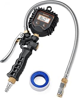 AstroAI Digital Tire Pressure Gauge, Heavy Duty Tire Inflator Gauge 250PSI Air Chuck Compressor Accessories with Stainless Braided Hose, Rotatable Dial&Quick Connect Coupler for Truck/RV/SUV