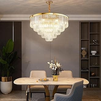 USOR 16-Light Large Crystal Chandeliers D80cm H50cm Modern Luxury Flush Mount Ceiling Light Fixture 3 Colors Hanging Pendant Light K9 Crystal Gold Chandeliers for Dining Living Room Bedroom Entryway