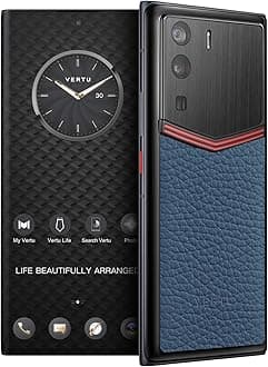 METAVERTU Web 3.0 Calfskin 5G Phone, Unlocked Android Smartphone, Secure Encrypted, Double Systems, 64MP Camera, 144Hz AMOLED Curved Display, Dual SIM, Fast Charge (Enameled, Blue, 12G+512G)