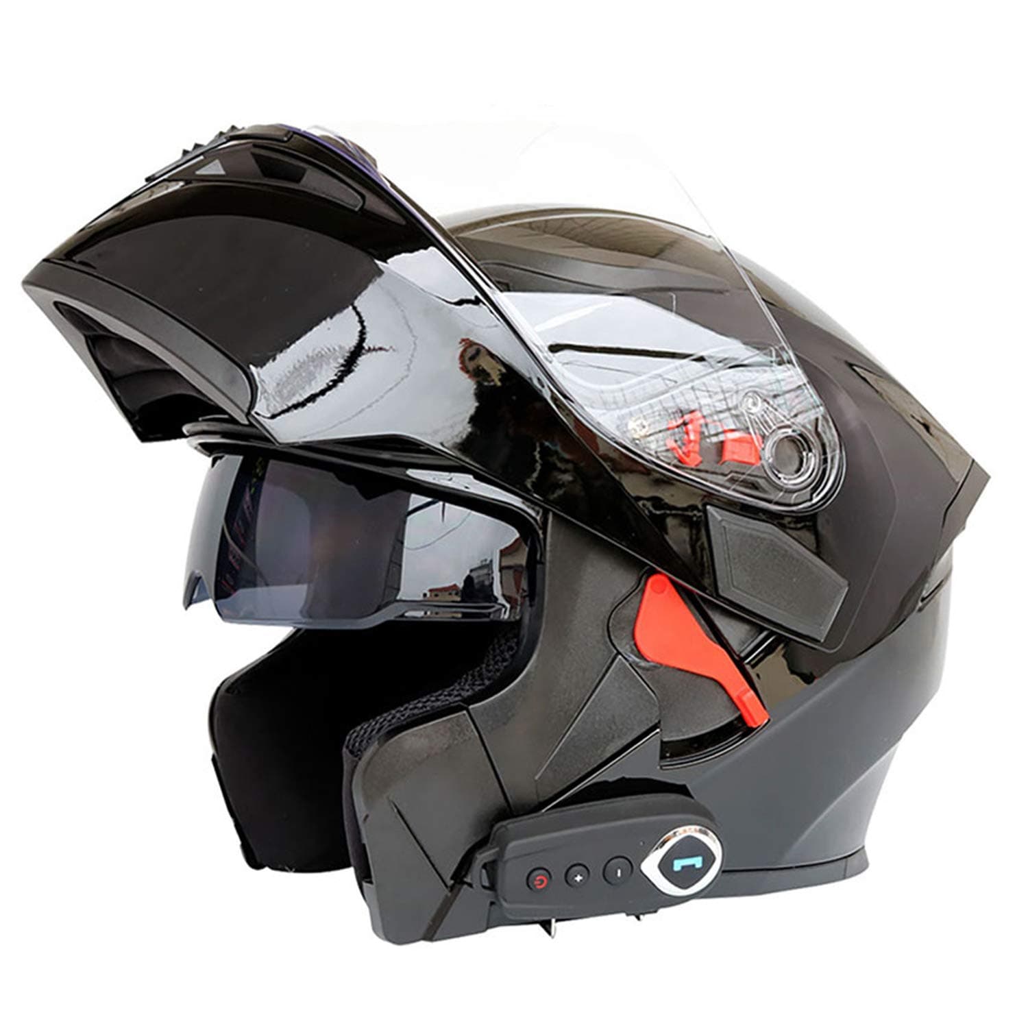LuanYe Motorcycle Bluetooth Helmets Full Face Flip up Dual Visors Helmet Built-in Integrated Intercom Communication System