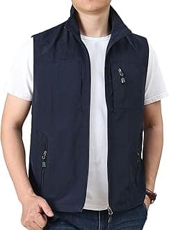 Mens Lightweight Vest Summer Casual Outdoor Vest Utility Travel Golf Work Zip Sleeveless Jacket with Pockets