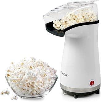 Hot air popcorn machine 16 cups | Makes popcorn hot and healthy, no oil required, measuring lid for beans included, stainless steel,