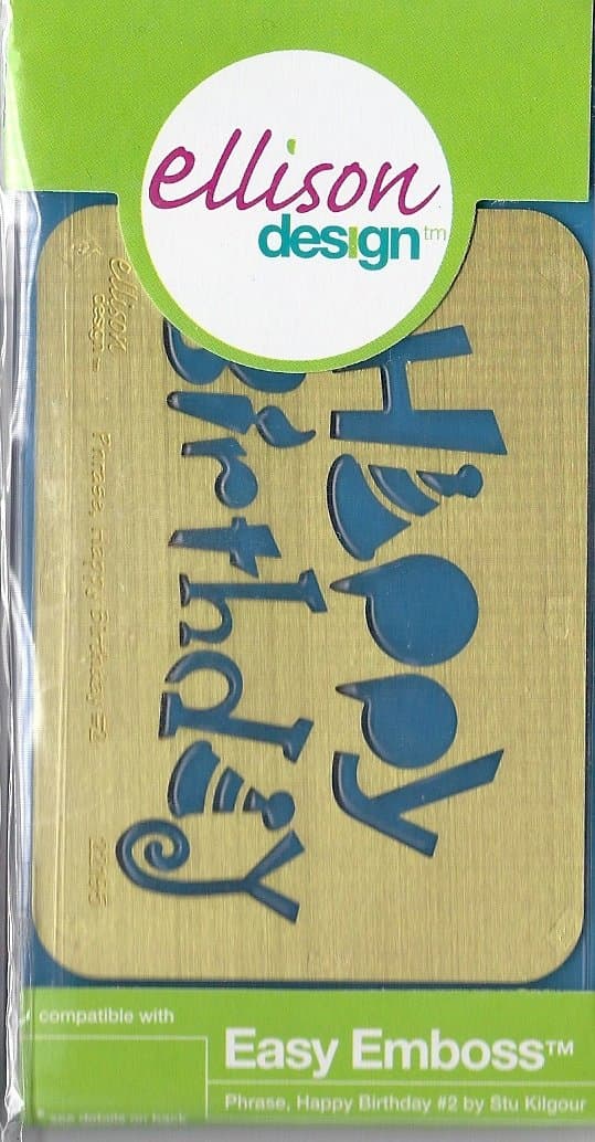 Ellison Design Easy Emboss Stencil - Phrase, Happy Birthday #2