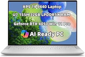New XPS 14 9440 Powerful AI Laptop 14.5 inch FHD+ Display 16-Cores Ultra 7 155H 32GB LPDDR5X 2TB SSD Geforce RTX 4050 Graphics Copilot Webcam Backlit Keyboard Fingerprint WiFi Thunderbolt 4 Win 11 Pro