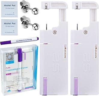2PCS Disposable Ear Piercing Kit Ear Piercing Gun Self Use Ear Piercings Kit Cartilage Piercing Gun with Hypoallergenic Earrings(3mm Ball,Silver)