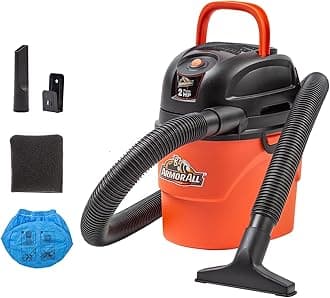Armor All AA155, 1.5 Gallon 2 Peak HP Portable Wet/Dry Shop Vac, Orange