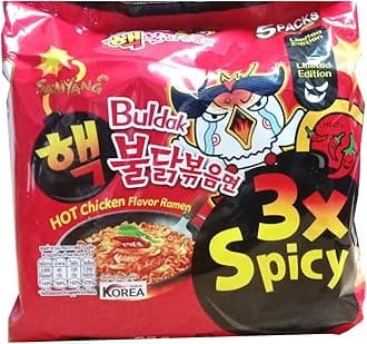 Samyang Hot Chicken Flavor Ramen Buldak 3X Spicy Instant Noodles (140 gram, Pack of 1)