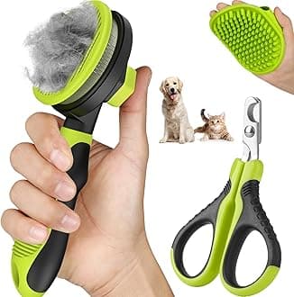 3PCS Cat Grooming Kit | Brush for Shedding | Nail Clipper | Trimmer | Bath Brush for Long and Short Haired Indoor Cats - Premium Supplies