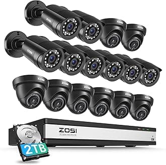 3K Lite 16CH Security Camera System with AI Human Vehicle Detection, Night Vision, 16 x 1080p Outdoor Indoor CCTV Wired Cameras, 16 Channel H.265+ Surveillance DVR with 2TB HDD for 24/7 Recording