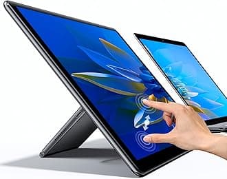 UPERFECT Y Portable Monitor Freestanding Touchscreen, 15.6''FHD 1080P IPS Screen with Adjust Kickstand, 2000:1 Contrast Ratio, 100% sRGB w/Standard HDMI/USB 3.0/Type C, Built-in Speaker/Ambient Light