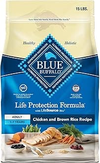 Blue Buffalo Life Protection Formula Adult Dry Dog Food, Helps Build and Maintain Strong Muscles, Made with Natural Ingredients, Chicken & Brown Rice Recipe, 15-lb. Bag